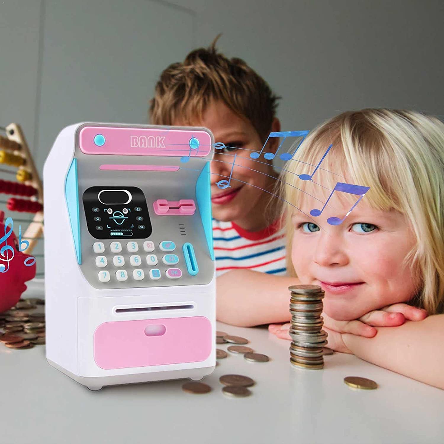  Alcancía Electrónica Simulación De Reconocimiento Facial Máquina De Cajero Automático Banco De Ahorro Electrónico, Juguete para Niños