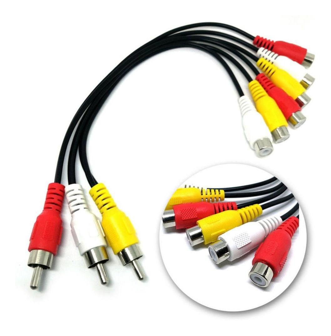 Mekano-Cable Divisor Duplicador Señal Splitter 3 Rca Macho A 6 Rca Hembra