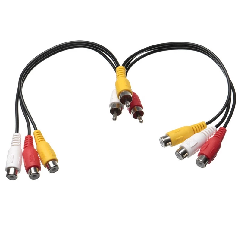 Mekano-Cable Divisor Duplicador Señal Splitter 3 Rca Macho A 6 Rca Hembra