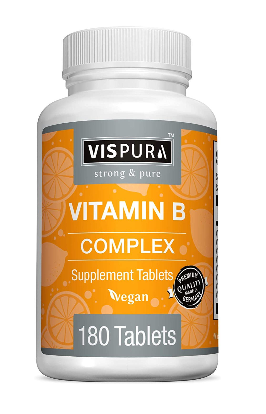 Complejo vitamina B, 180 tabletas veganas para estrés sin aditivos 3.21 Onzas