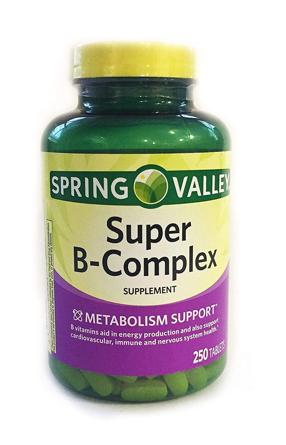 Spring Valley Super B-Complex, Apoyo para Metabolismo, 250 Tabletas 2.65 Onzas
