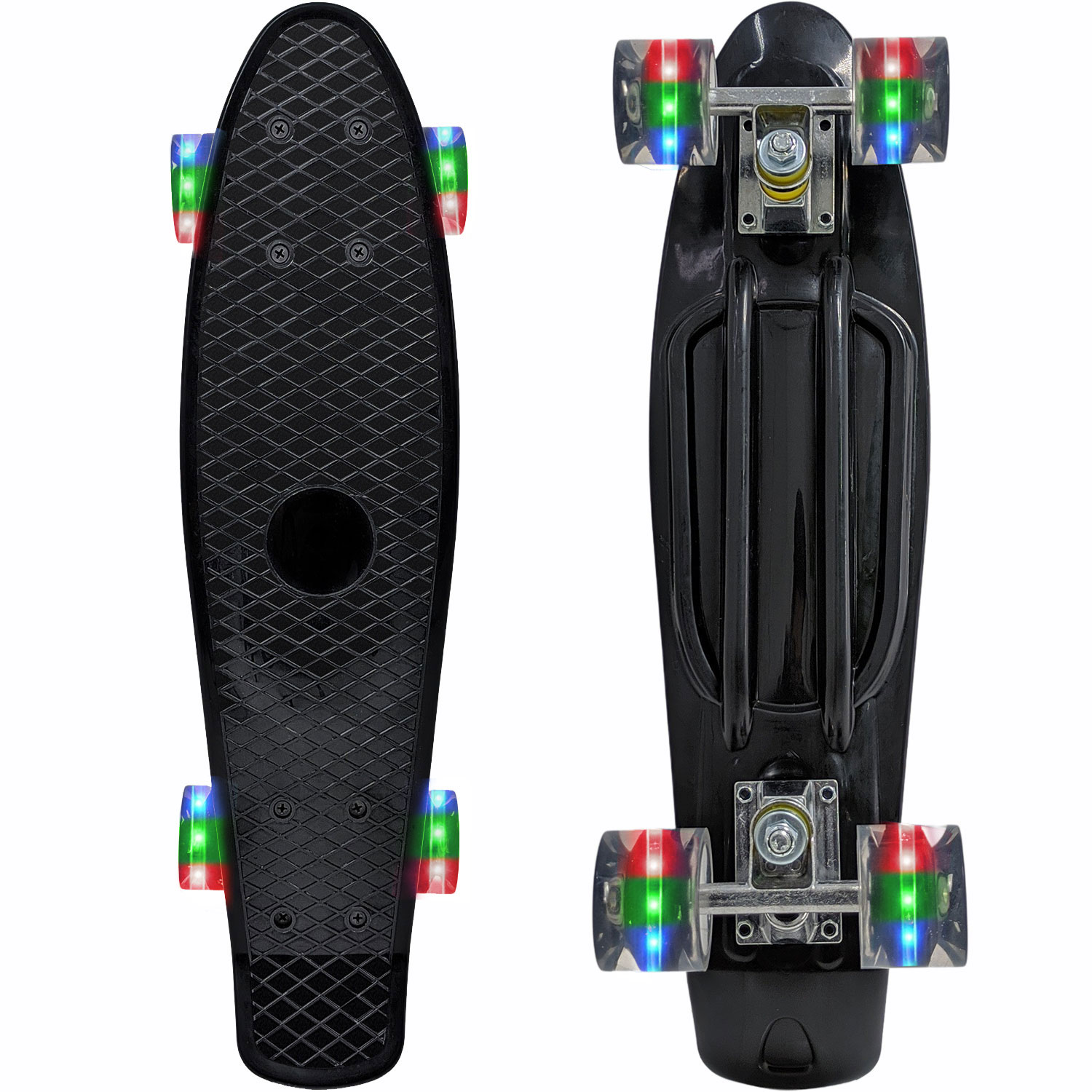 Patineta Penny Skate Clasica Antiderrapante Poliuretano Luces Led Negro