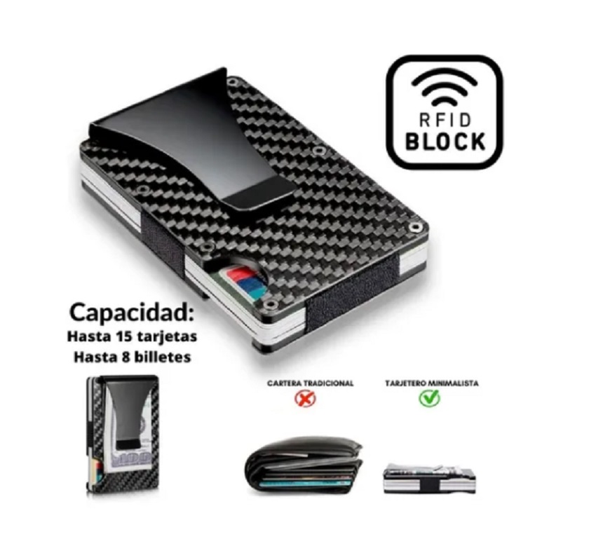 Cartera Hombre Tarjetero Billetera Fibra De Carbono