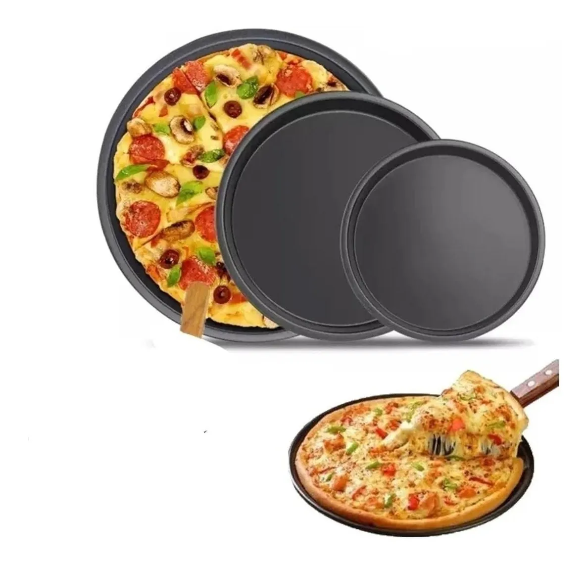 3 Charolas Para Hornear Pizza