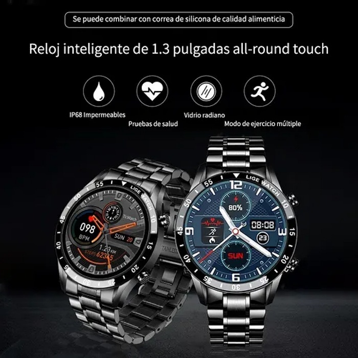 Lige - Reloj Inteligente Para Hombre bluetooth, Impermeable Color