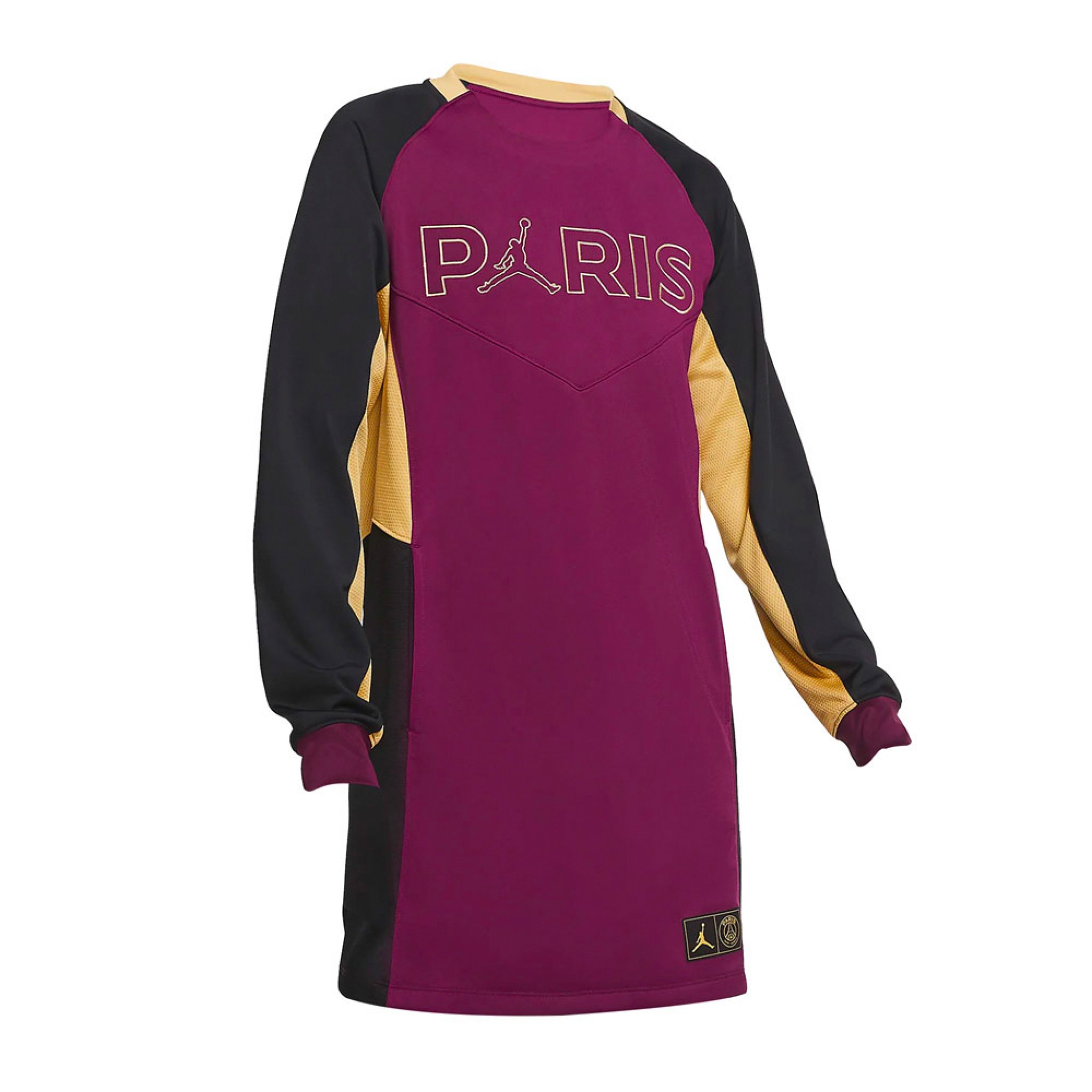 VESTIDO JORDAN PARIS SAINT GERMAIN NEGRO CON DORADO Y VINO (CW3924-610)