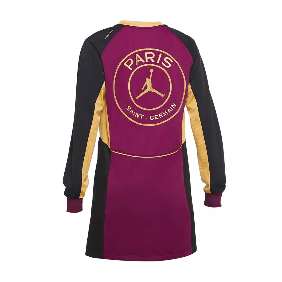 VESTIDO JORDAN PARIS SAINT GERMAIN NEGRO CON DORADO Y VINO (CW3924-610)