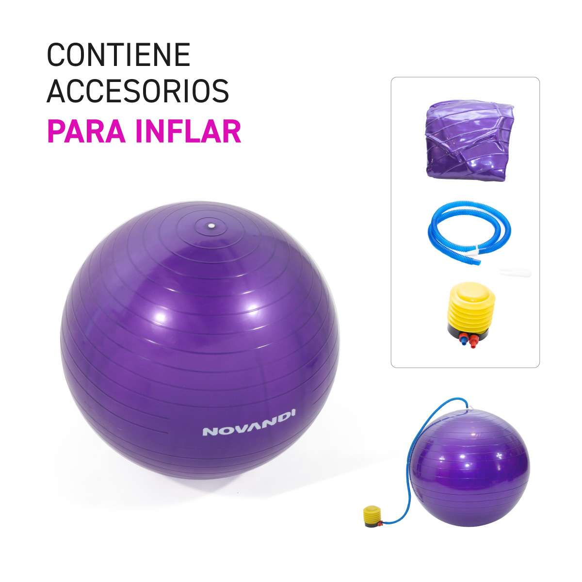 Pelota de Ejercicio 65 cm para Yoga, Pilates y Fitness color Rosa.