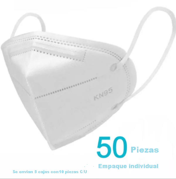 50 Piezas Cubrebocas Kn95 Blanco Tapabocas Reutilizables 5 Capas Ajuste Nasal Interno
