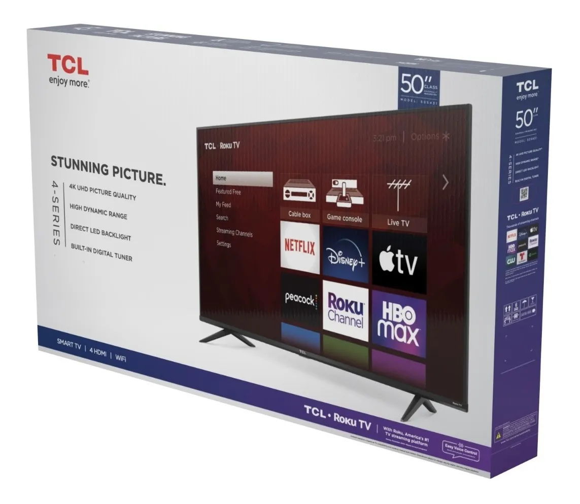 SMART TV TCL 50 " CON ROKU TV, CLASS 4-SERIES 4K UHD HDR!