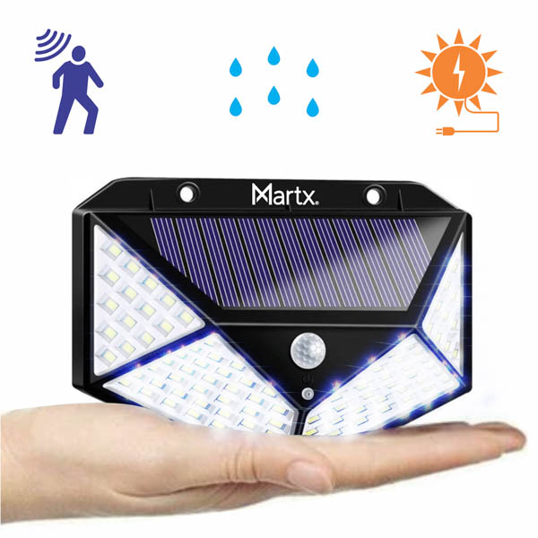 Lampara Solar 100 Led Sensor Movimiento Multi Posiciones