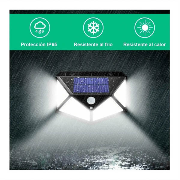 Lampara Solar 100 Led Sensor Movimiento Multi Posiciones