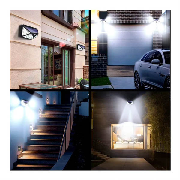 Lampara Solar 100 Led Sensor Movimiento Multi Posiciones