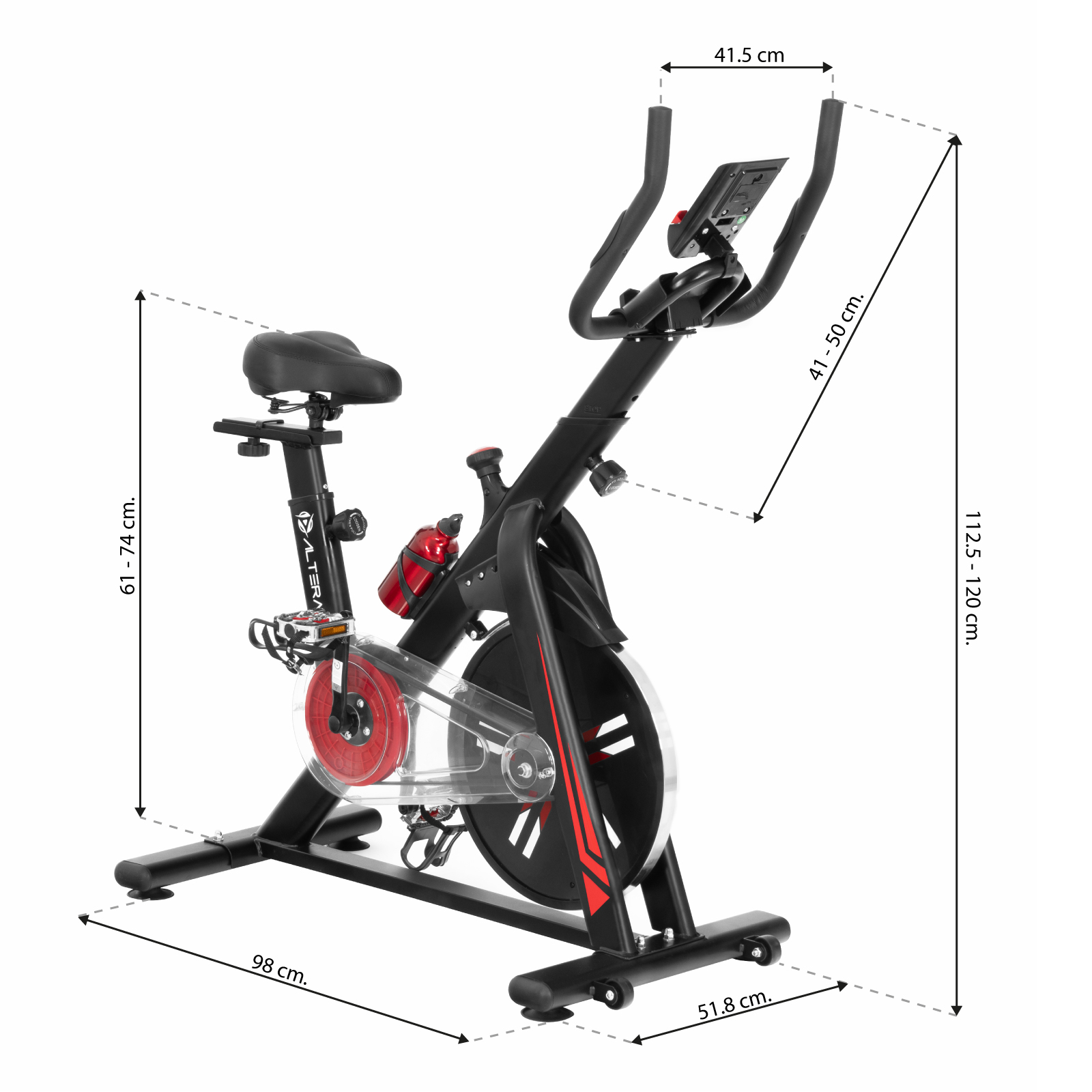 Bicicleta Fija Altera Spinning Magnetica Con Pedal SPD Fitness Inercia 6kg