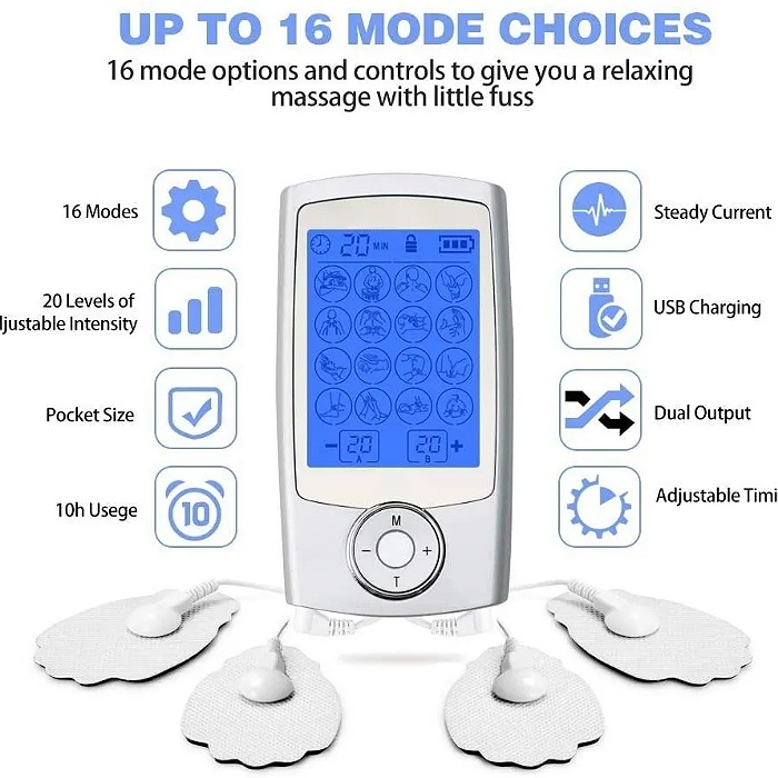16 Modos Masajeador Eléctrico Recargable Estimulador Músculo