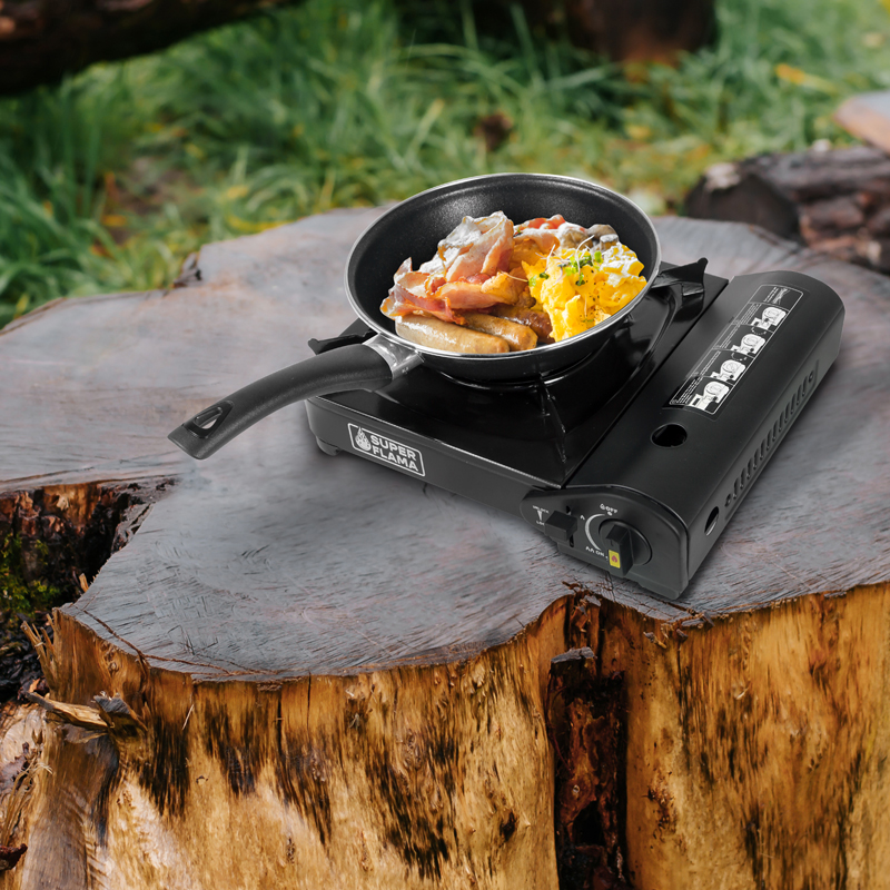 ESTUFA PORTATIL DE GAS PARA CAMPING COLOR NEGRO