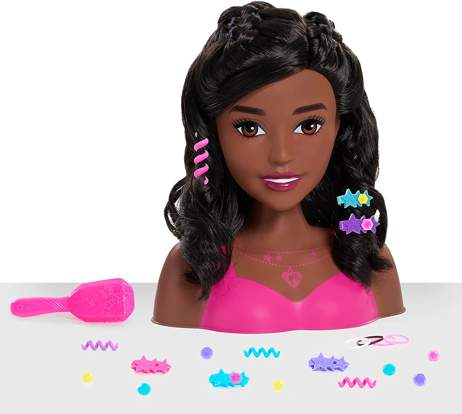 Barbie Fashionista Styling Head Cabeza Peinar 20 Accesorios Pelo Negro