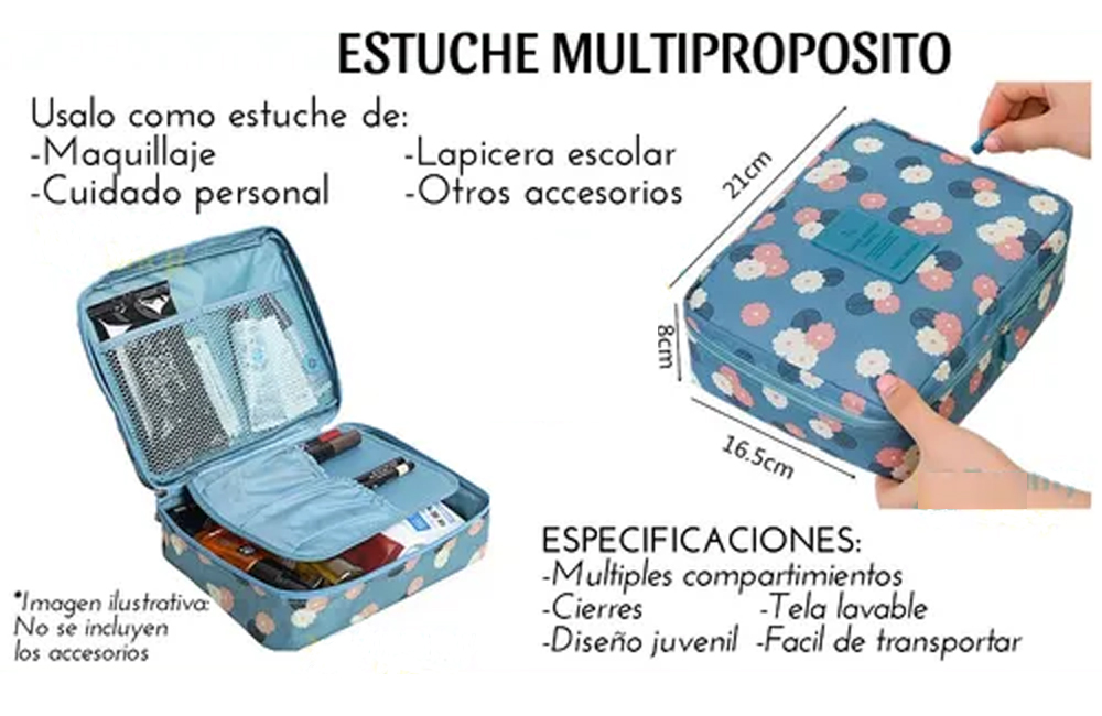 Bolsa De Aseo Personal Mujer Colgante Multiples Compartimien