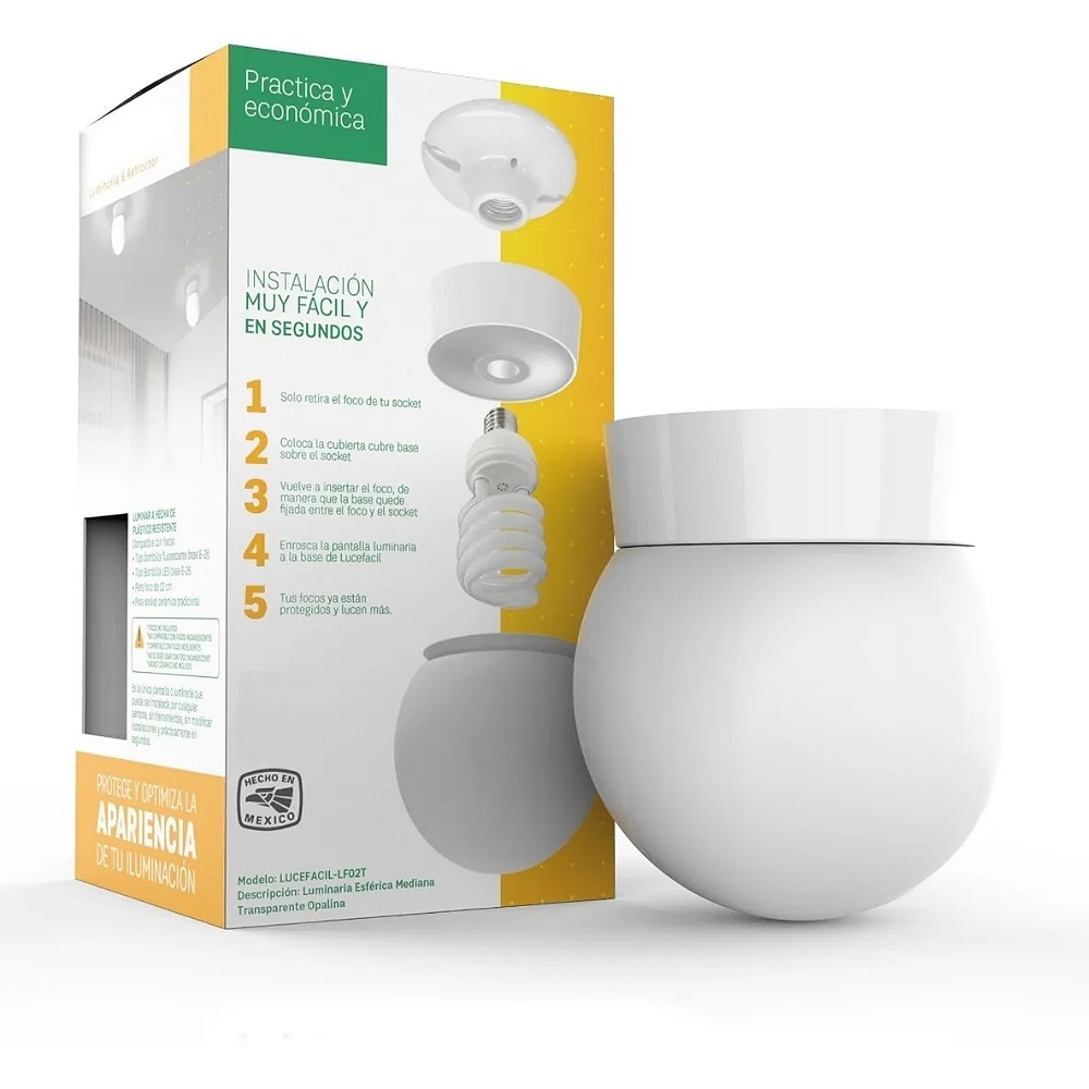 1 Lámpara Esfera Tipo Pantalla Cubrefoco Led&fluorescente