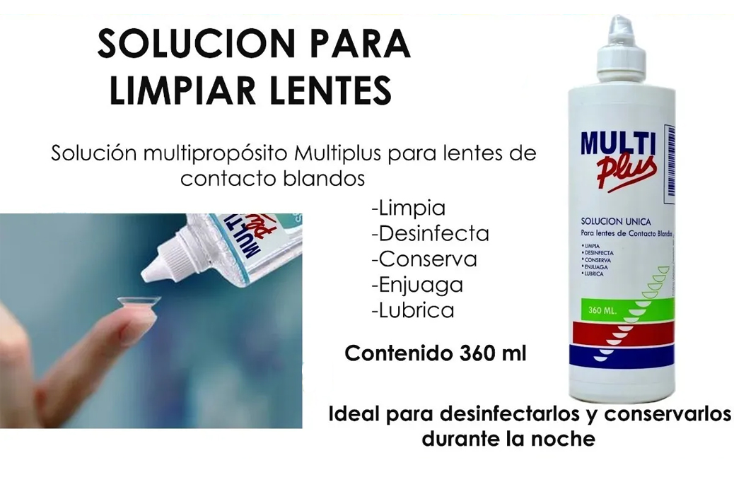 Kit Multiplus Liquido P Limpieza De Lentes D Contacto Viaje.