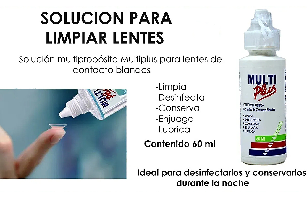 Kit Multiplus Liquido P Limpieza De Lentes D Contacto Viaje.