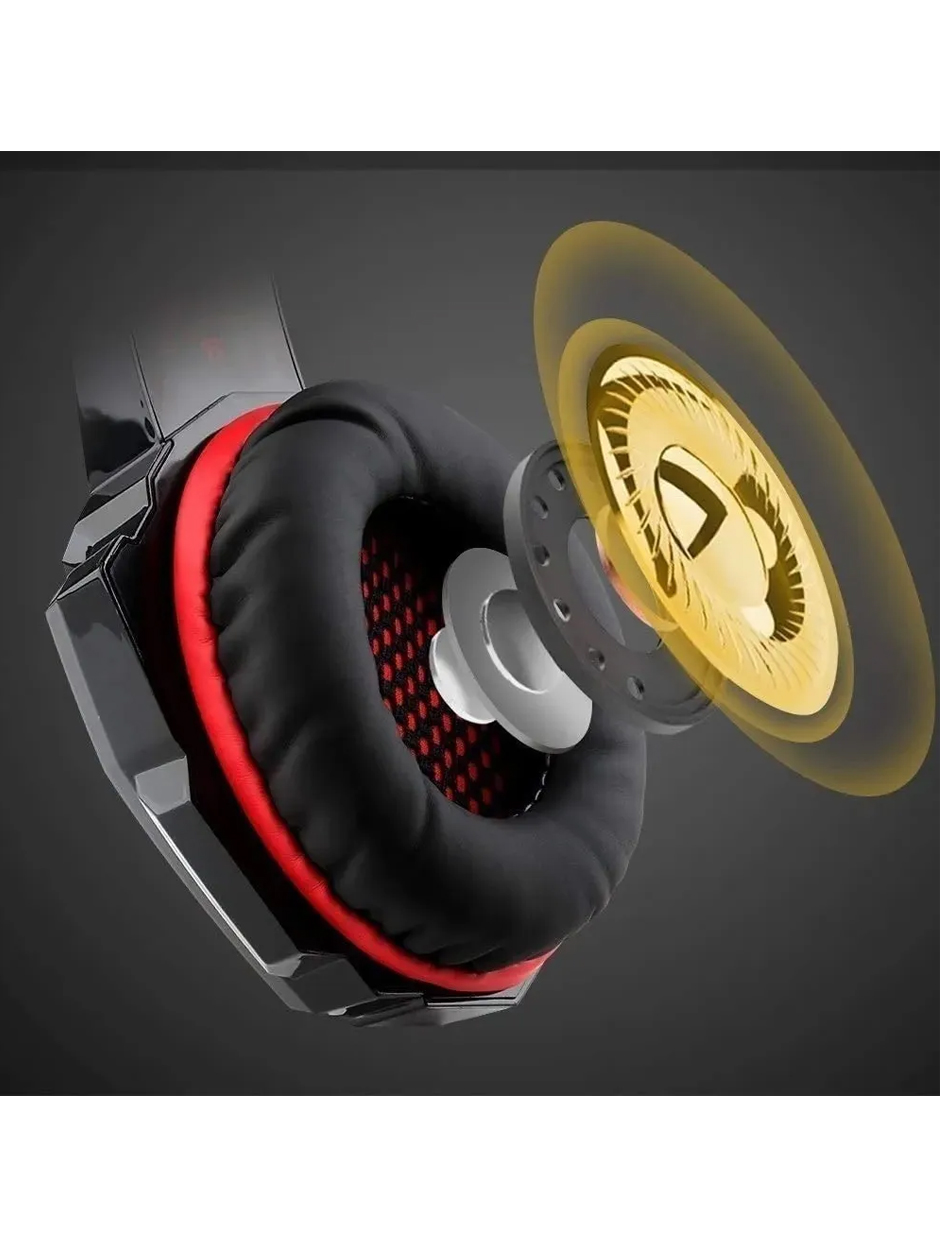 Audífonos Gamer Pro Kotion Each G9000 Con Micrófono Luz Led Rojo