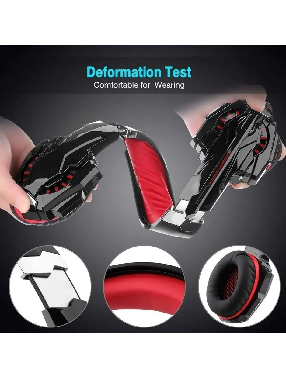 Audífonos Gamer Pro Kotion Each G9000 Con Micrófono Luz Led Rojo