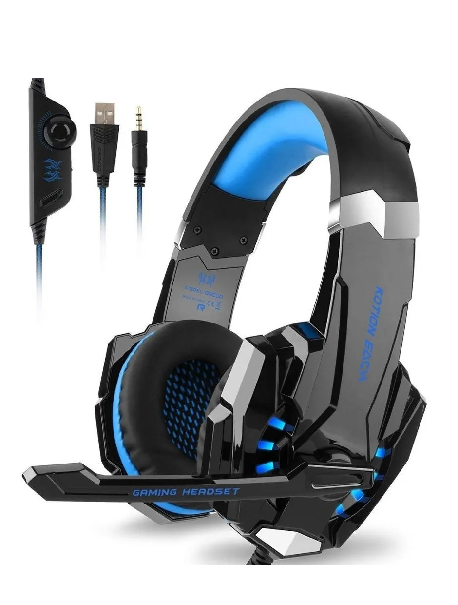 Audífonos Gamer Pro Kotion Each G9000 Con Micrófono Luz Led Azul