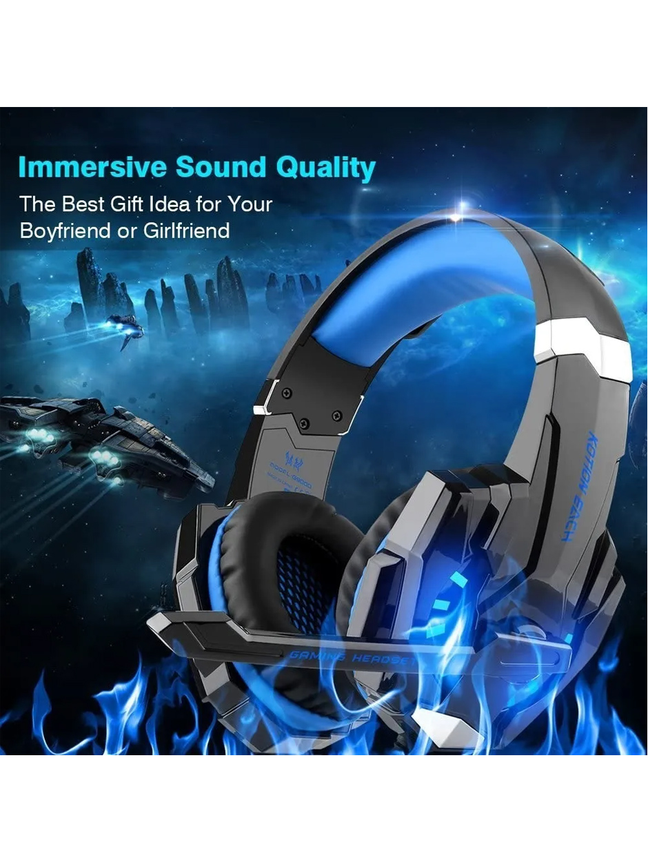 Audífonos Gamer Pro Kotion Each G9000 Con Micrófono Luz Led Azul