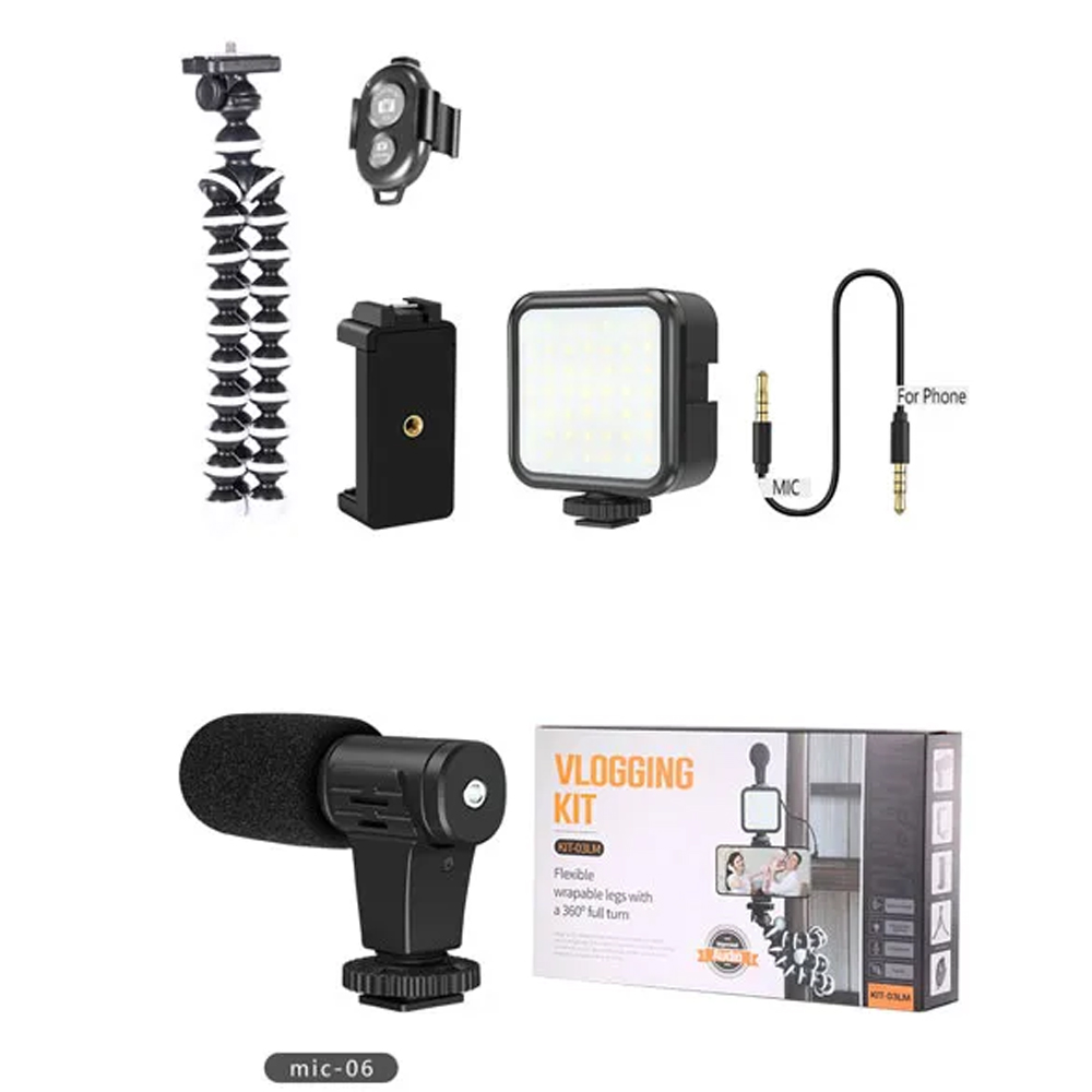 Kit Blogger / Youtuber Vlog Cámara Y Celular Led Y Micrófono Tripie