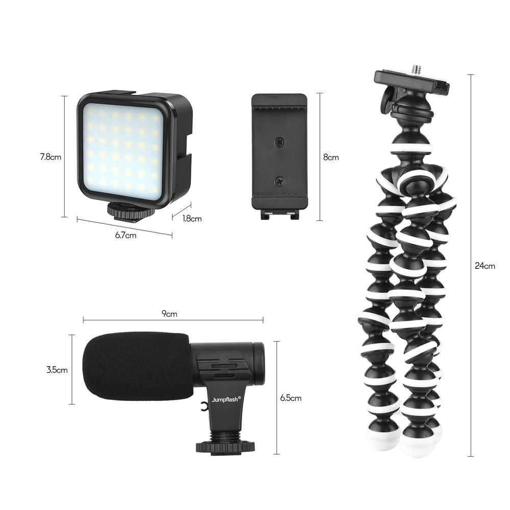 Kit Blogger / Youtuber Vlog Cámara Y Celular Led Y Micrófono Tripie