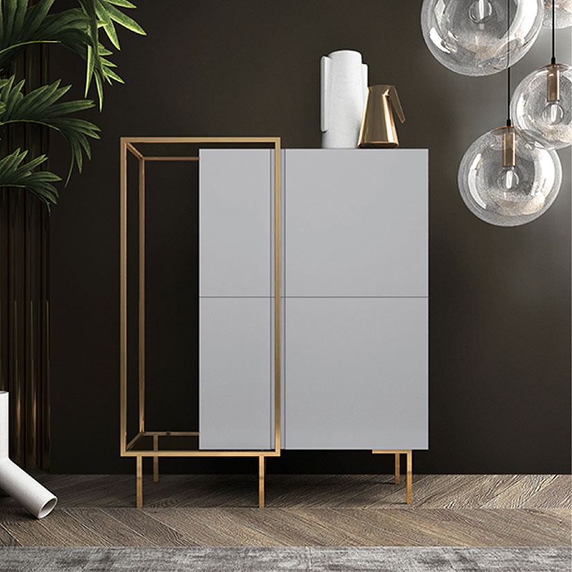 Credenza bufetera Minimalista con Estructura de Acero (Gris)