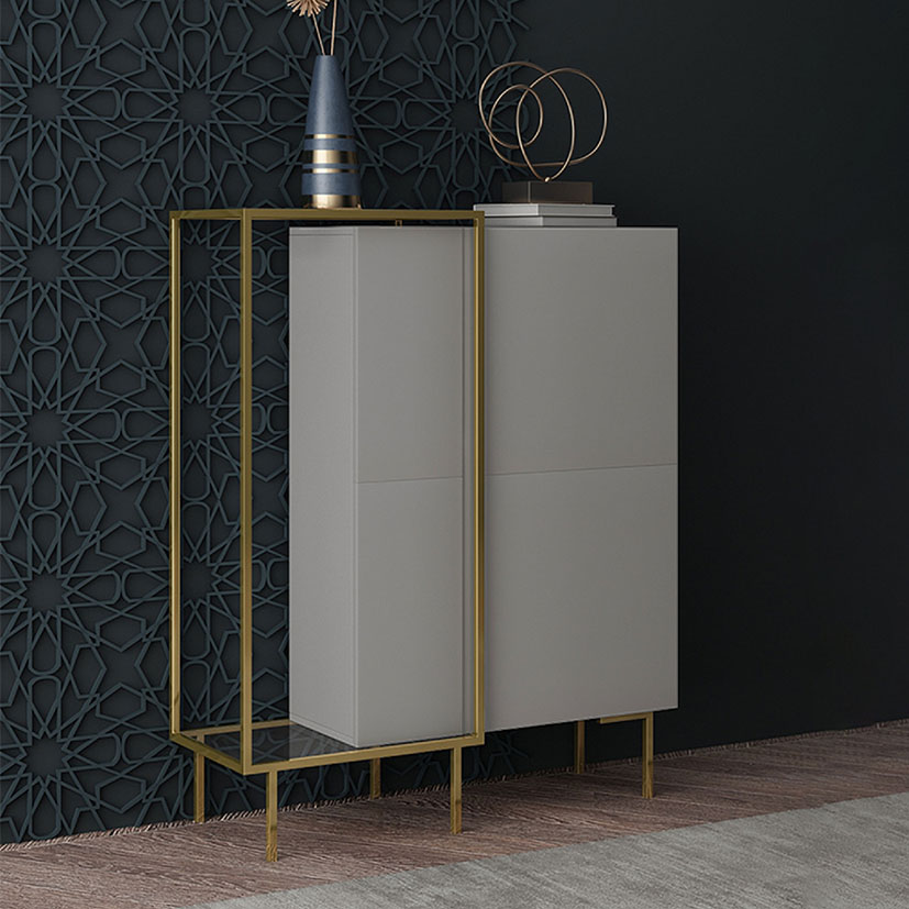 Credenza bufetera Minimalista con Estructura de Acero (Gris)