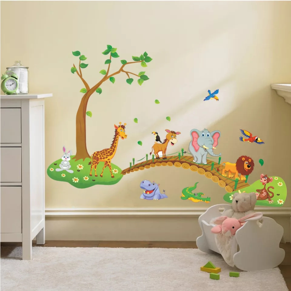 Vinil Decorativo Infantil Animalitos Bosque Selva Animados
