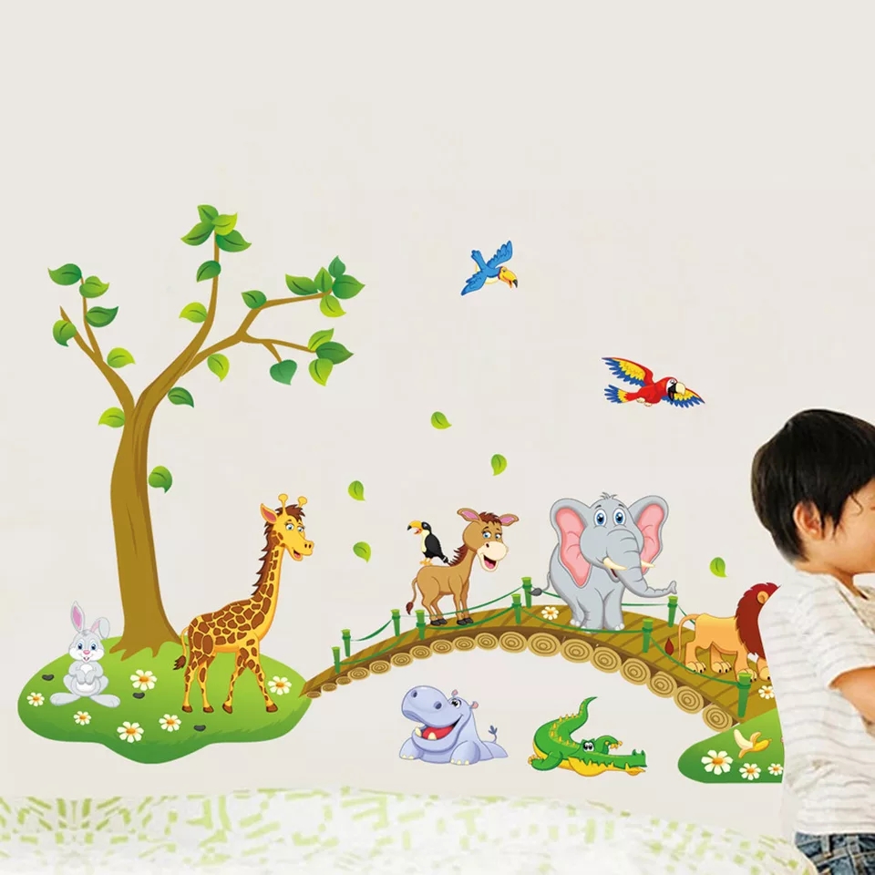 Vinil Decorativo Infantil Animalitos Bosque Selva Animados
