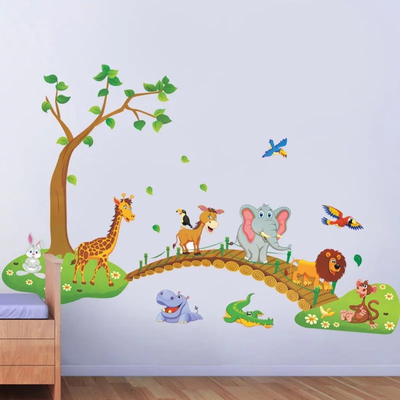 Vinil Decorativo Infantil Animalitos Bosque Selva Animados