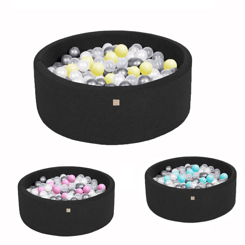 ALBERCA SECA CON PELOTAS DE PLASTICO NATURE GARTEN PISCINA BEBÉ NEGRA + MIX 150 PELOTAS