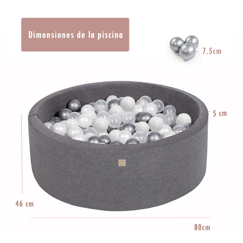 ALBERCA SECA CON PELOTAS DE PLASTICO NATURE GARTEN PISCINA BEBÉ NEGRA + MIX 150 PELOTAS