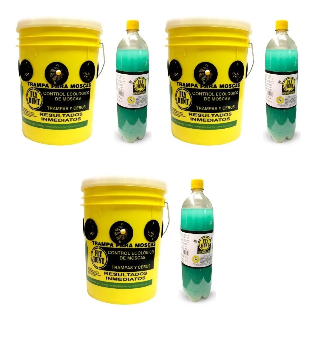 3 Trampas Para Moscas Fly Hunt Cub Atrapa 400 Mil Moscas