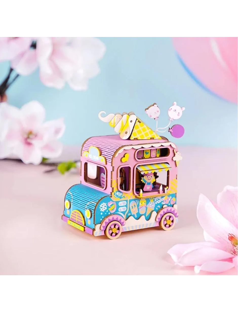 Caja Músical Robotime Vagoneta Armable Niños Bloques Madera