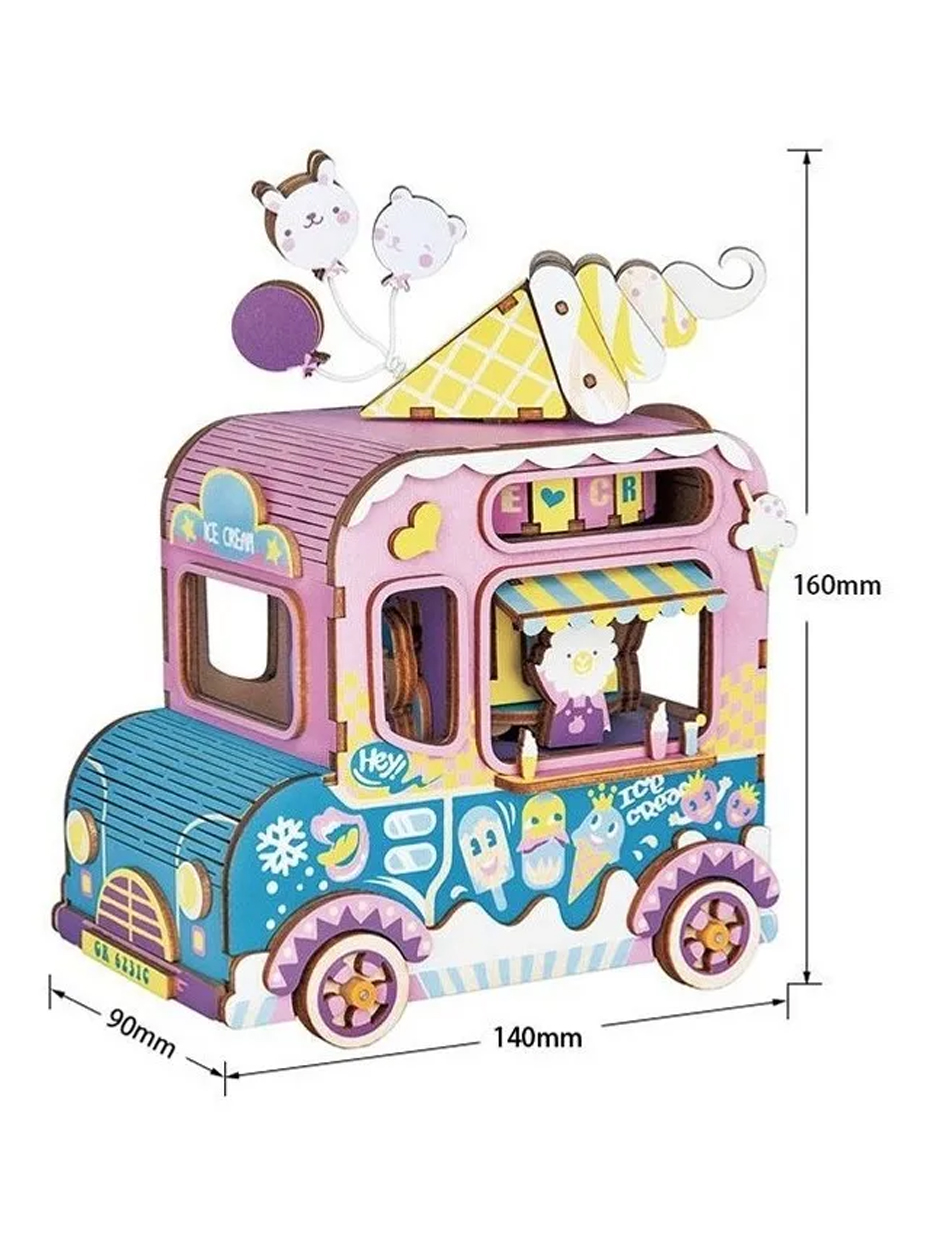 Caja Músical Robotime Vagoneta Armable Niños Bloques Madera