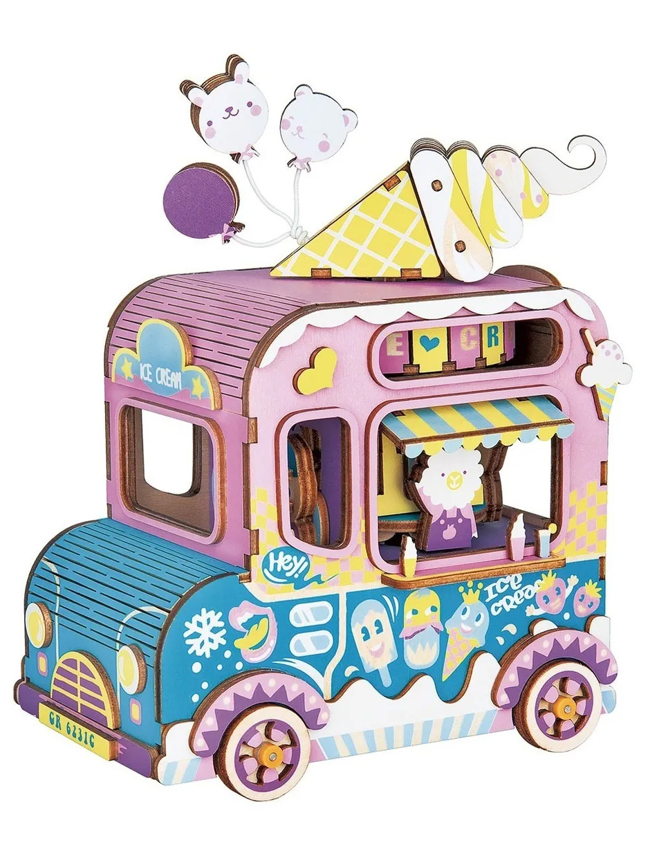 Caja Músical Robotime Vagoneta Armable Niños Bloques Madera