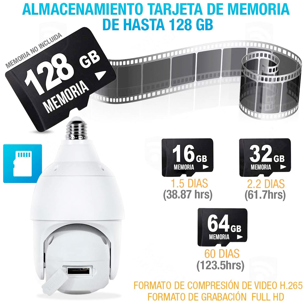 Cámara De Seguridad Socket Wifi Exterior/interior