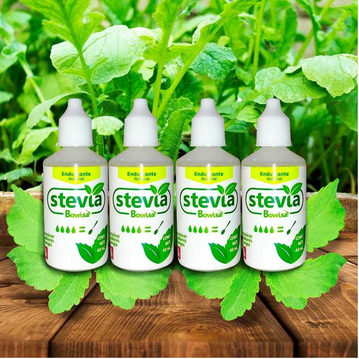 Paquete de 4 Unidades Extracto De Stevia Liquida Natural 40 Ml