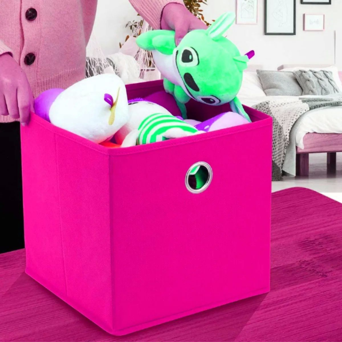 Set 2 Cajas Organizador Para Ropa, Objetos, Closet, Almacena, Fucsia