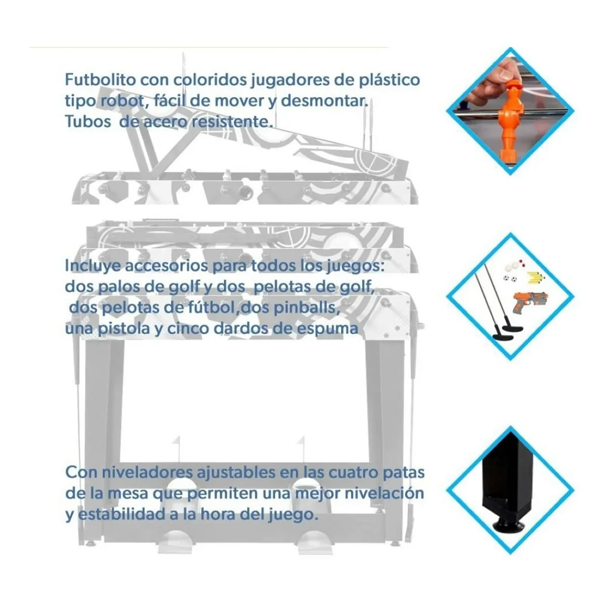 Mesa Multijuegos Teens 4 en 1 48" MD Sports GRO1 SMS