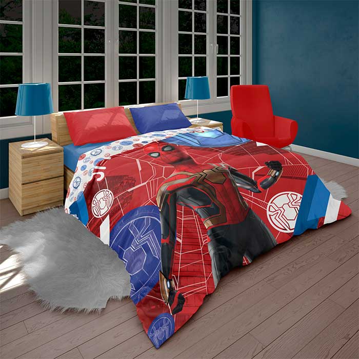 EDREDON  suave y acogedor MATRIMONIAL SPIDERMAN TELARAÑA