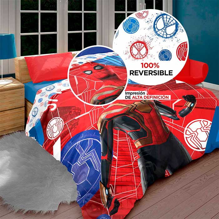 EDREDON  suave y acogedor MATRIMONIAL SPIDERMAN TELARAÑA