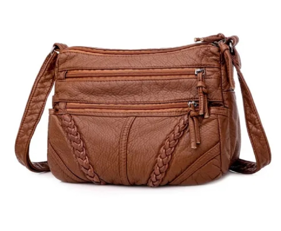 Bolsa Dama Suave Cuero Gran Capacidad Impermeable P/ Viaje