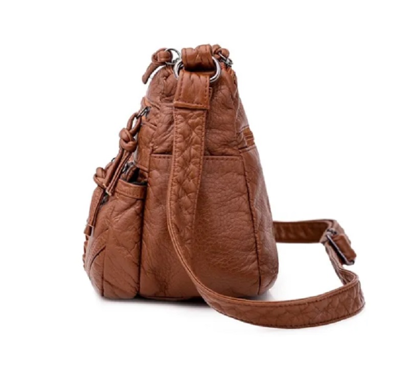 Bolsa Dama Suave Cuero Gran Capacidad Impermeable P/ Viaje